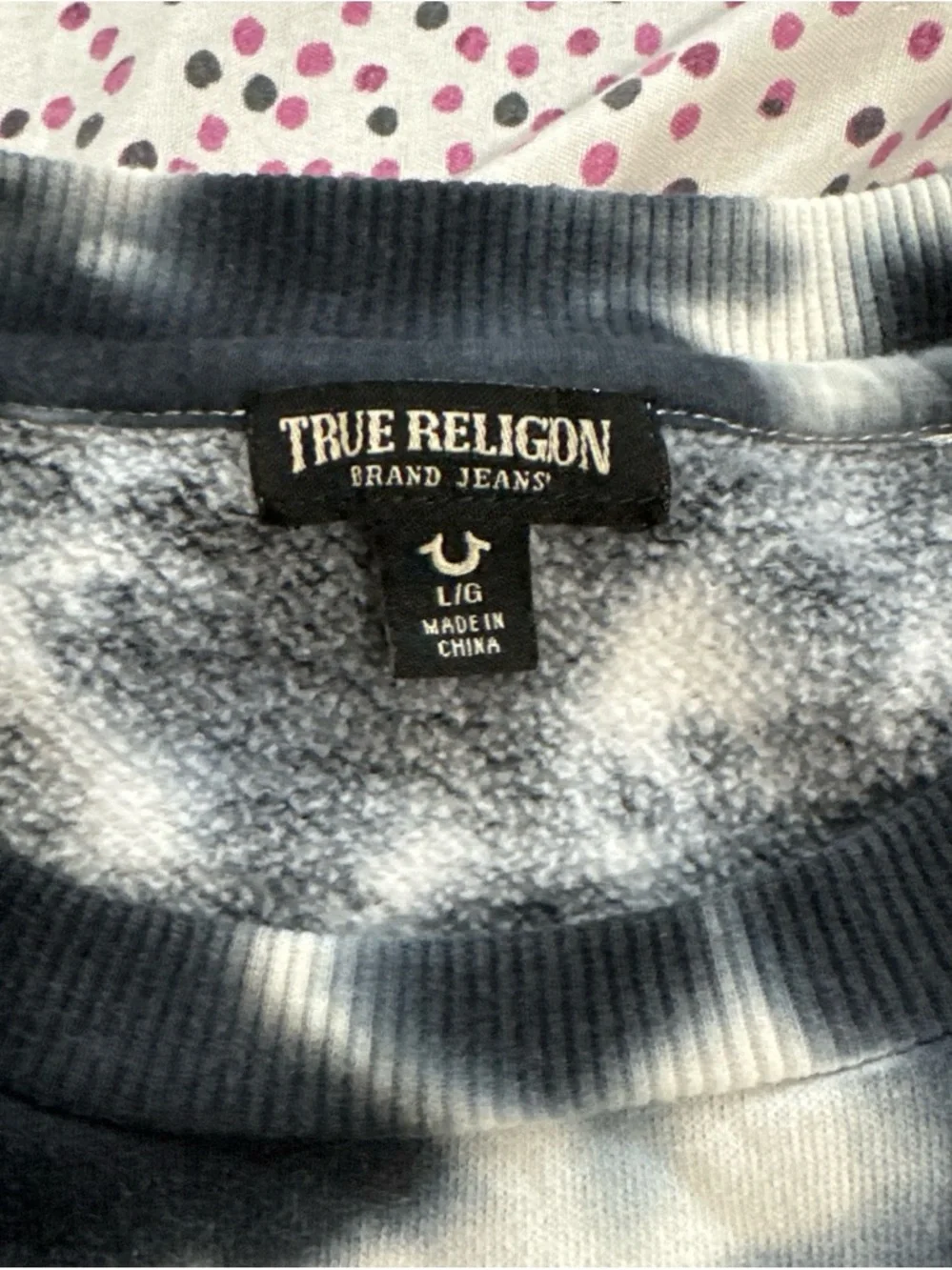 True Religion Tie-Dye Crewneck Sweatshirt in Black & White